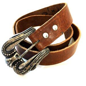 Belt  Leather Renaissance Medieval Pirate Boho Silver Buckle Hand Crafted…